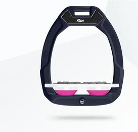 Flex-On Safe-On Sicherheitsreitsteigbügel Flach Grip Braun Weiß Rosa – Bild 1 von 1