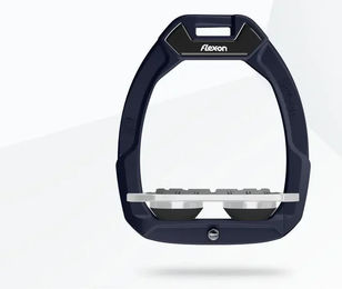 Flex-On Safe-On Sicherheitsreitsteigbügel Flach mit Grip in Blau Grau Schwarz – Bild 1 von 1
