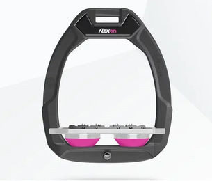 Flex-On Safe-On Sicherheitsreitsteigbügel Flach Ultra Grip Anthrazit Grau Rosa – Bild 1 von 1