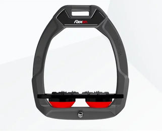 Flex-On Safe-On Sicherheitsreitsteigbügel Flach Ultra Grip Anthrazit Schwarz Rot – Bild 1 von 1