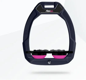 Flex-On Safe-On Sicherheitsreitsteigbügel Flach Ultra Grip Blau Schwarz Rosa – Bild 1 von 1
