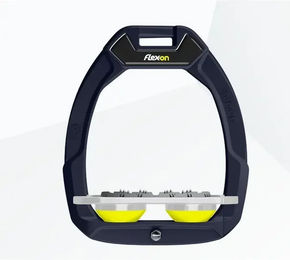 Flex-On Safe-On Sicherheitsreitsteigbügel Flach Ultra Grip Marine Grau Gelb – Bild 1 von 1