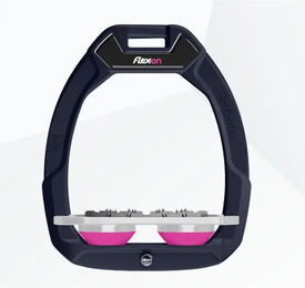 Flex-On Safe-On Sicherheitsreitsteigbügel Flach Ultra Grip Marine Grau Rosa – Bild 1 von 1