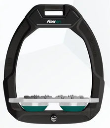 Flex-On Safe-On Sicherheitsreitsteigbügel Flach Ultra Grip Schwarz Grün Grau – Bild 1 von 1