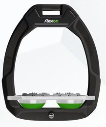 Flex-On Safe-On Sicherheitsreitsteigbügel Flach Ultra Grip Schwarz Grün Grau – Bild 1 von 1