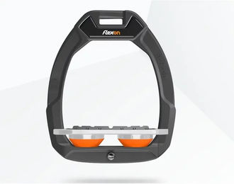 Flex-On Safe-On Sicherheitsreitsteigbügel Flat Grip Anthrazit Grau Orange – Bild 1 von 1