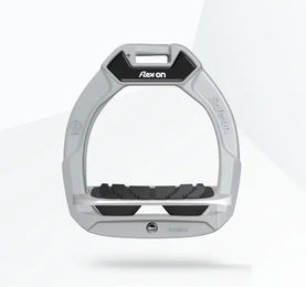 Flex-On Safe-On Sicherheitsreitsteigbügel für Kinder aus Aluminium in Grau/Schwarz mit Neigung und Grip – Bild 1 von 1