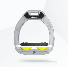 Flex-On Safe-On Sicherheitsreitsteigbügel für Kinder aus Aluminium in Weiß-Gelb mit Grip-Funktion – Bild 1 von 1