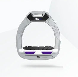Flex-On Safe-On Sicherheitsreitsteigbügel für Kinder aus Aluminium in Weiß-Violett mit Grip-Funktion – Bild 1 von 1
