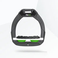 Produktbild von Flex-On Safe-On Sicherheitsreitsteigbügel für Kinder geneigt mit Grip in Anthrazit Weiß Grün