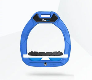 Flex-On Safe-On Sicherheitsreitsteigbügel für Kinder in Blau Weiß Blau – Bild 1 von 1