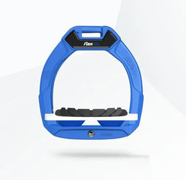 Flex-On Safe-On Sicherheitsreitsteigbügel für Kinder in Blau Weiß Blau mit Grip – Bild 1 von 1