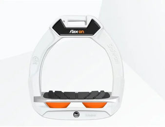 Flex-On Safe-On Sicherheitsreitsteigbügel für Kinder in Weiß Grau Orange mit Grip – Bild 1 von 1