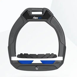 Flex-On Safe-On Sicherheitsreitsteigbügel für Kinder mit geneigtem Grip in Anthrazit Weiß Blau – Bild 1 von 1