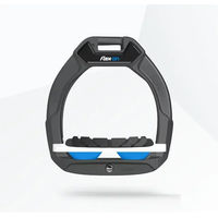 Produktbild von Flex-On Safe-On Sicherheitsreitsteigbügel für Kinder mit geneigtem Grip in Anthrazit Weiß Blau