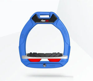 Flex-On Safe-On Sicherheitsreitsteigbügel für Kinder mit geneigtem Grip in Blau Grau Rot – Bild 1 von 1