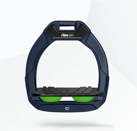 Flex-On Safe-On Sicherheitsreitsteigbügel für Kinder mit geneigtem Grip in Marine Schwarz Grün – Bild 1 von 1