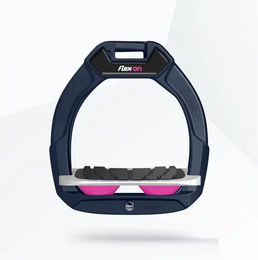 Flex-On Safe-On Sicherheitsreitsteigbügel für Kinder mit Grip in Marine Grau Rosa – Bild 1 von 1