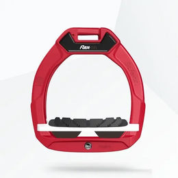 Flex-On Safe-On Sicherheitsreitsteigbügel für Kinder mit Grip in Rot Weiß Braun – Bild 1 von 1