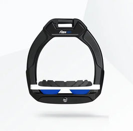 Flex-On Safe-On Sicherheitsreitsteigbügel für Kinder mit Grip in Schwarz Weiß Blau – Bild 1 von 1