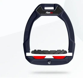 Flex-On Safe-On Sicherheitsreitsteigbügel geneigt mit Grip in Braun Weiß Rot – Bild 1 von 1