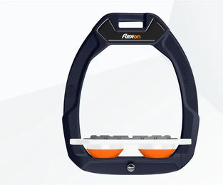 Flex-On Safe-On Sicherheitsreitsteigbügel mit Flachgriff aus Aluminium in Weiß-Orange – Bild 1 von 1