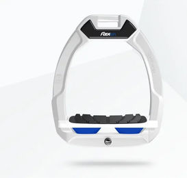 Flex-On Safe-On Sicherheitsreitsteigbügel mit geneigtem Grip in Weiß-Weiß-Blau – Bild 1 von 1
