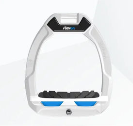 Flex-On Safe-On Sicherheitsreitsteigbügel mit geneigtem Grip in Weiß-Weiß-Blau – Bild 1 von 1