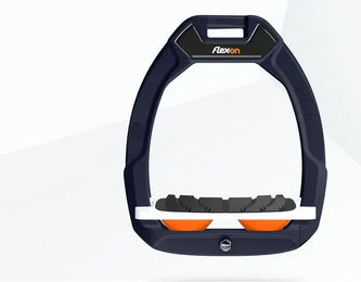 Flex-On Safe-On Sicherheitsreitsteigbügel mit Neigung und Grip in Braun Weiß Orange – Bild 1 von 1