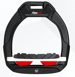 Flex-On Safe-On Sicherheitsreitsteigbügel mit Neigung und Grip in Schwarz Weiß Rot – Bild 1 von 1
