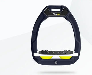 Flex-On Safe-On Sicherheitsreitsteigbügel mit Ultra Grip Neigung aus Aluminium in Weiß-Gelb – Bild 1 von 1