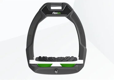 Flex-On Safe-On Sicherheitsreitsteigbügel mit Ultra Grip Neigung in Anthrazit Weiß Grün – Bild 1 von 1