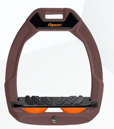 Flex-On Safe-On Sicherheitsreitsteigbügel mit Ultra Grip Neigung in Braun Schwarz Orange – Bild 1 von 1