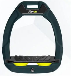 Flex-On Safe-On Sicherheitsreitsteigbügel mit Ultra Grip Neigung in Grün Schwarz Gelb – Bild 1 von 1