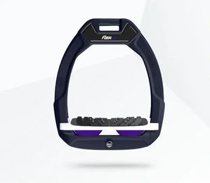 Flex-On Safe-On Sicherheitsreitsteigbügel mit Ultra Grip Neigung in Grün Weiß Violett – Bild 1 von 1