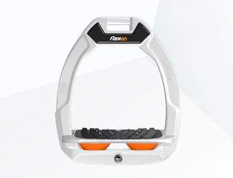 Flex-On Safe-On Sicherheitsreitsteigbügel mit Ultra Grip Neigung in Weiß Grau Orange – Bild 1 von 1