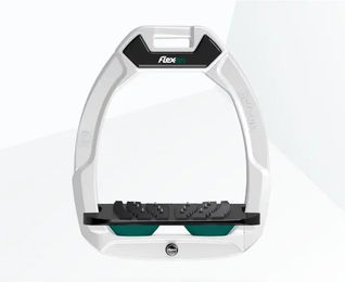 Flex-On Safe-On Sicherheitsreitsteigbügel mit Ultra Grip Neigung in Weiß Schwarz Grün – Bild 1 von 1