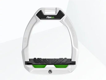 Flex-On Safe-On Sicherheitsreitsteigbügel mit Ultra Grip Neigung in Weiß Schwarz Grün – Bild 1 von 1