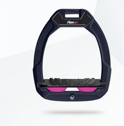 Flex-On Safe-On Sicherheitsreitsteigbügel mit Ultra Grip Technologie aus Aluminium in Schwarz/Rosa – Bild 1 von 1