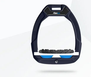 Flex-On Safe-On Sicherheitsreitsteigbügel neigbar mit Ultra Grip in Aluminium Weiß Blau – Bild 1 von 1