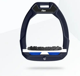 Flex-On Safe-On Sicherheitsreitsteigbügel Neigungs Ultra Grip Braun Weiß Blau – Bild 1 von 1