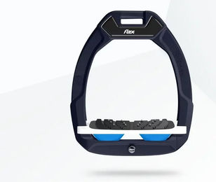 Flex-On Safe-On Sicherheitsreitsteigbügel Neigungs Ultra Grip Braun Weiß Blau – Bild 1 von 1