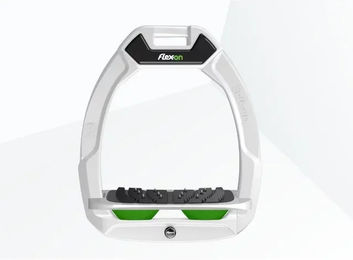 Flex-On Safe-On Sicherheitsreitsteigbügel Neigungs-Ultra Grip Weiß Grau Grün – Bild 1 von 1