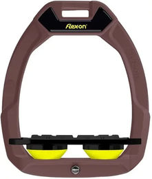 Flex-On Safe-On Sicherheitsreitsteigbügel Plat Grip Braun Schwarz Gelb – Bild 1 von 1