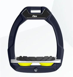 Flex-On Safe-On Sicherheitsreitsteigbügel schräg mit Grip in Grün Grau Gelb – Bild 1 von 1