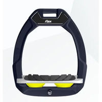 Produktbild von Flex-On Safe-On Sicherheitsreitsteigbügel schräg mit Grip in Grün Grau Gelb