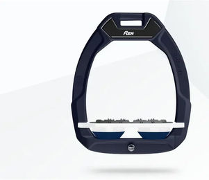 Flex-On Safe-On Sicherheitssättelsteigbügel Flat Ultra Grip Braun Weiß Marine – Bild 1 von 1