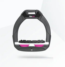 Flex-On Safe-On Sicherheitssättelsteigbügel für Kinder in Anthrazit Weiß Rosa mit Grip-Funktion – Bild 1 von 1