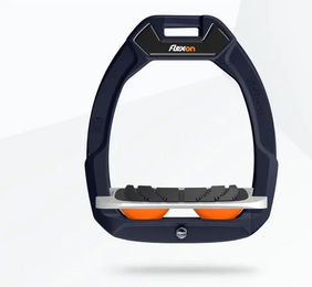 Flex-On Safe-On Sicherheitssättelsteigbügel Schräg mit Grip in Blau Grau Orange – Bild 1 von 1