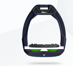 Flex-On Safe-On Sicherheitssättelsteigbügel schräg mit Grip in Braun Weiß Grün – Bild 1 von 1